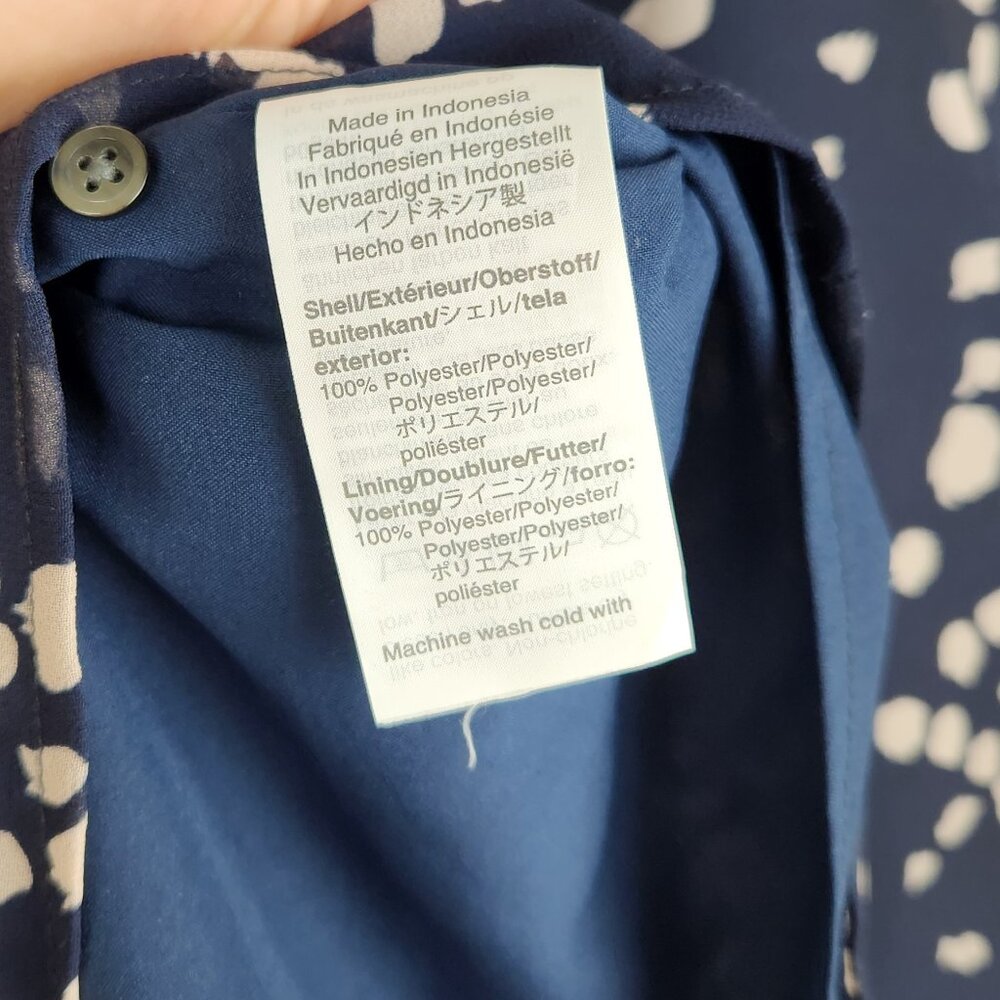 Madewell Ruffle Sleeve Blouse Top in Drifting Petals Paintbrush Dot Navy sz M - Picture 10 of 12